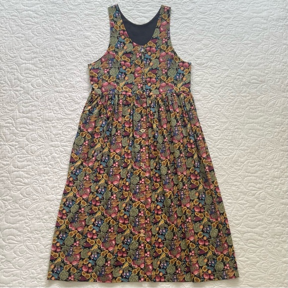 🌻 Vintage Handmade Jardin Potager Botanical Pinafore Jumper Dress